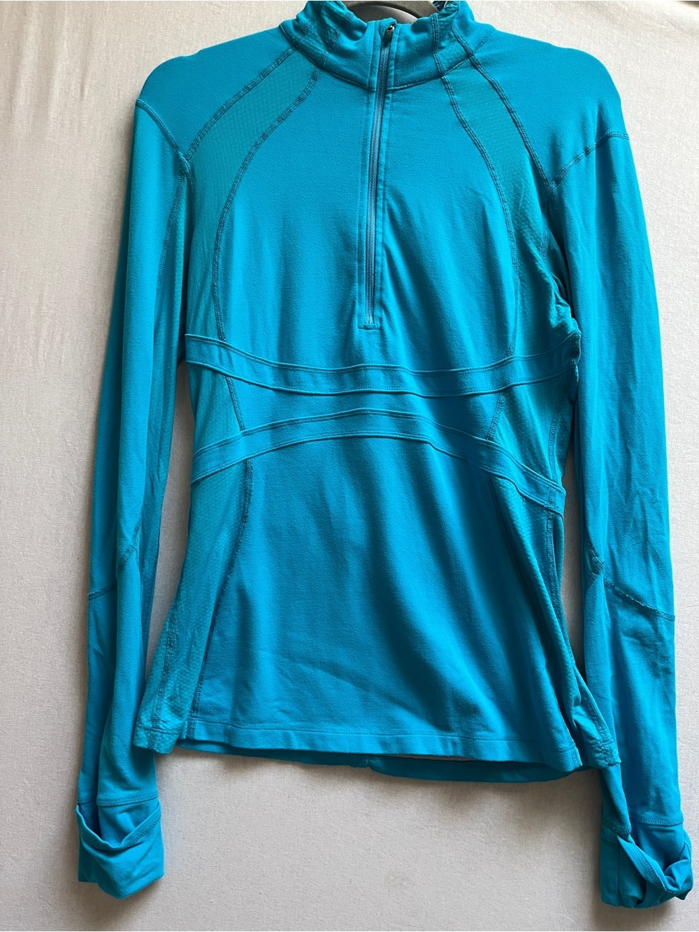 Lululemon Athletica Swiftly Tech Half Zip Active Top Turquoise Sz 8